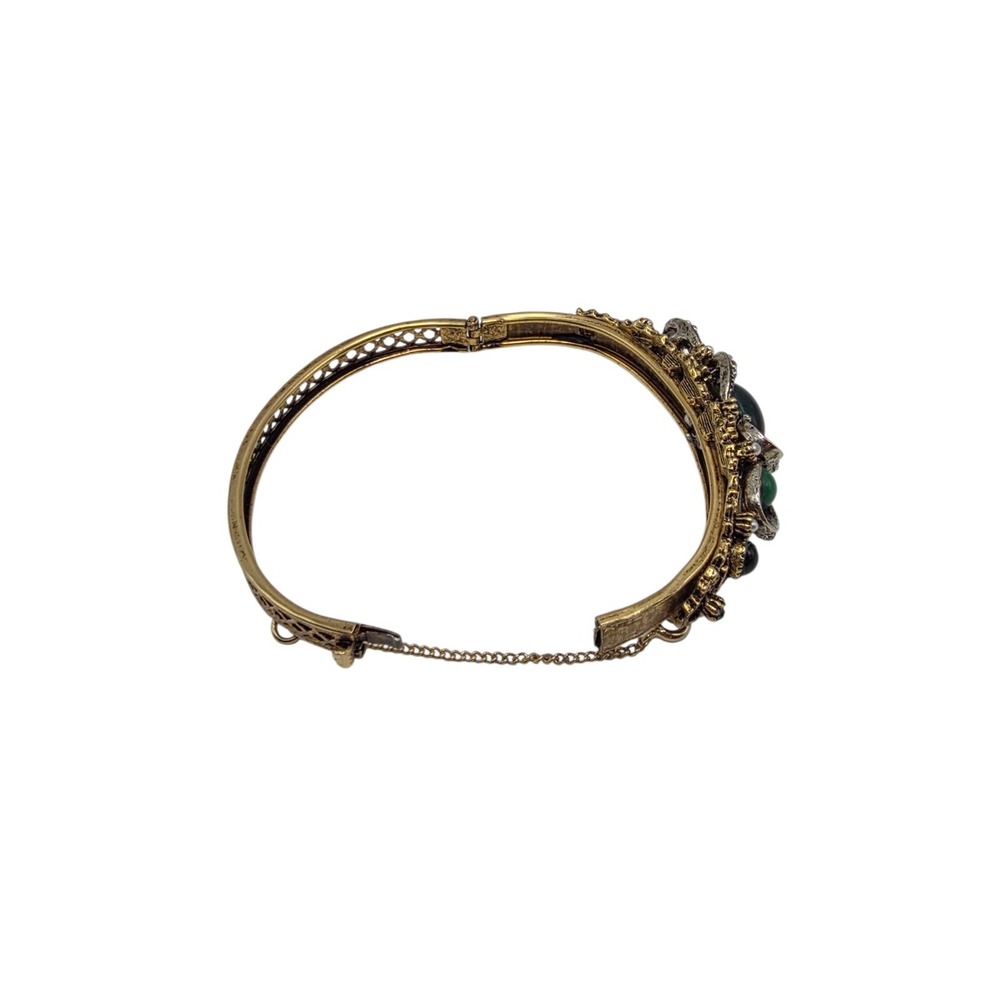 Vintage ART Arthur Pepper Emerald & Jade Green Rhinestones Clamper Bracelet - Picture 6 of 7